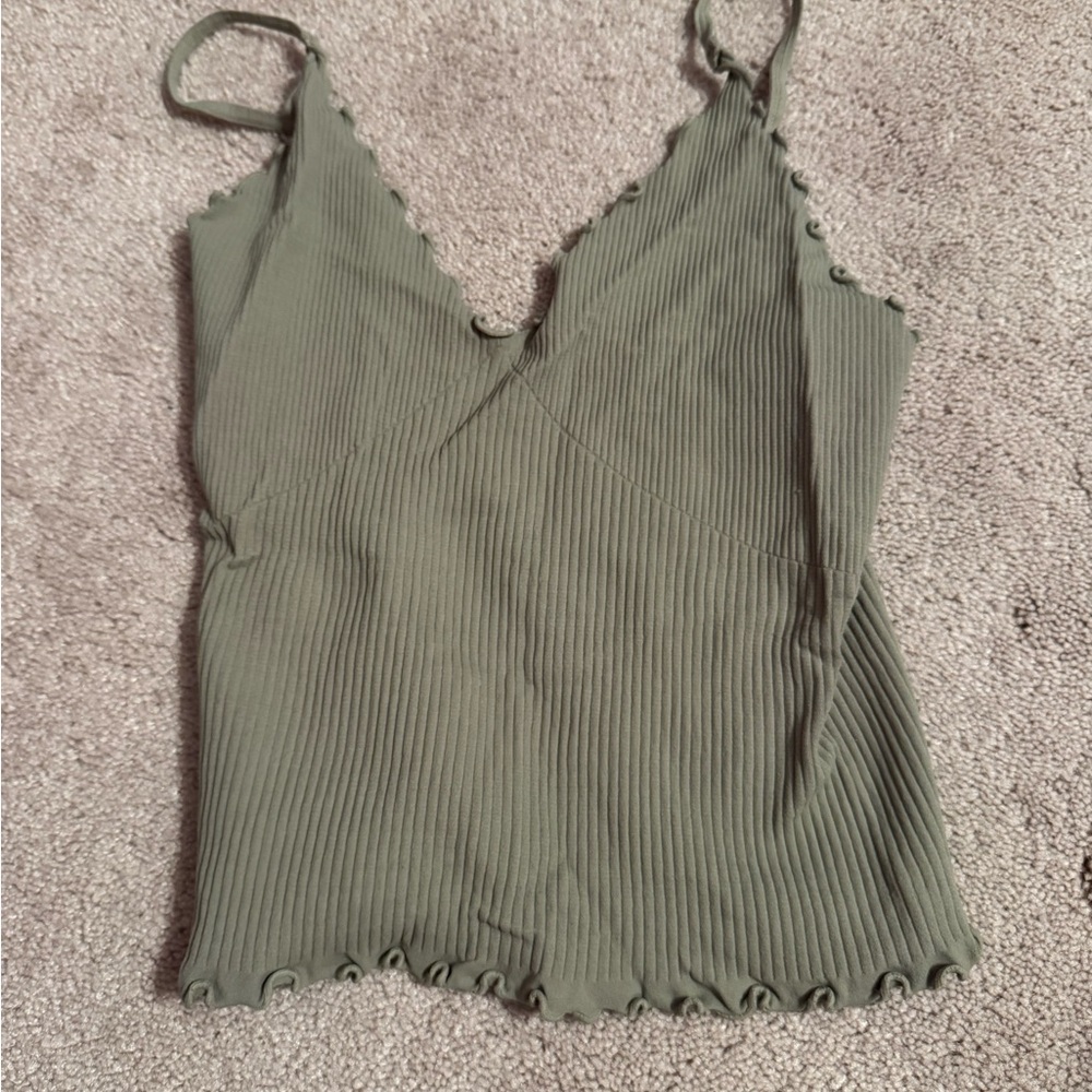 Free People Intimately Olive Green Ribbed Women's Top